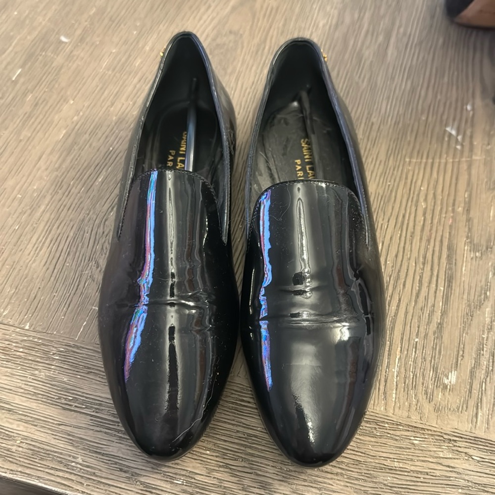 Saint Laurent shiny black patent loafers